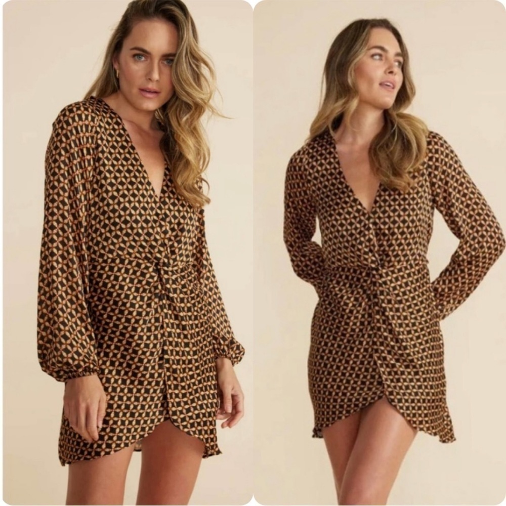 MINKPINK Valentina Mini Dress Revolve Long Sleeve Cocktail Party Dress Size S